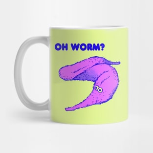 cute fuzzy purple worm on a string / oh worm meme text Mug